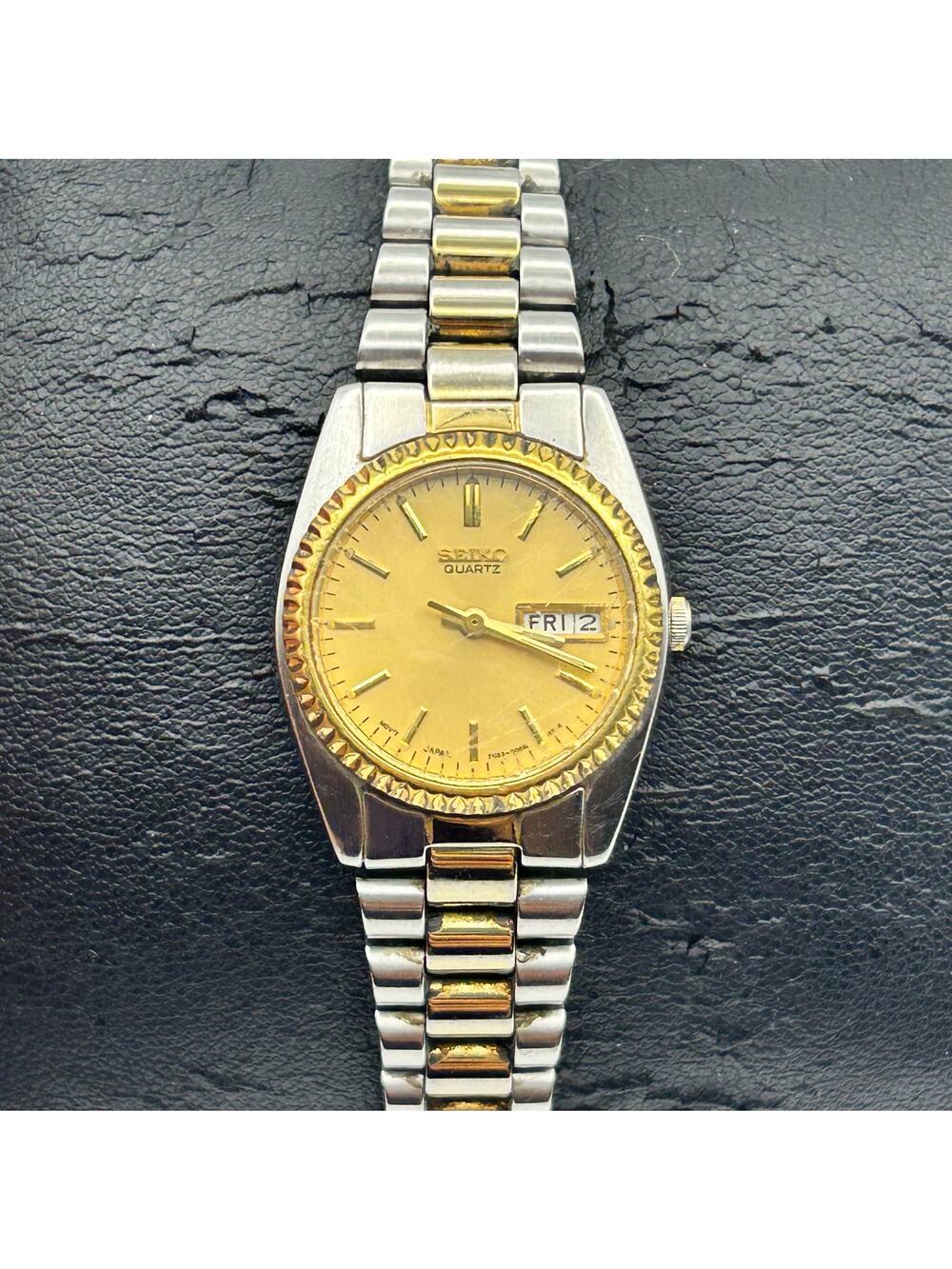 Vintage Seiko Two-tone Fluted Gold Bezel St. Steel Women’s Watch New Battery
